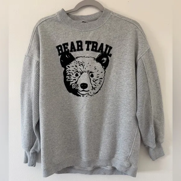 Aerie Bear Trail Gorpcore Gray Get Away Oversized Crewneck Sweatshirt size xxs - Image 8