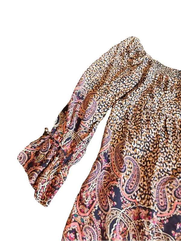Maeve Anthropologie Milou Dress Cheetah Boho Mixed Print Peasant Flowy Medium - Image 4
