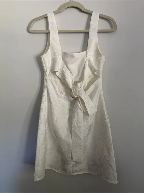 Lulus White Floral Jacquard Dress - Image 4