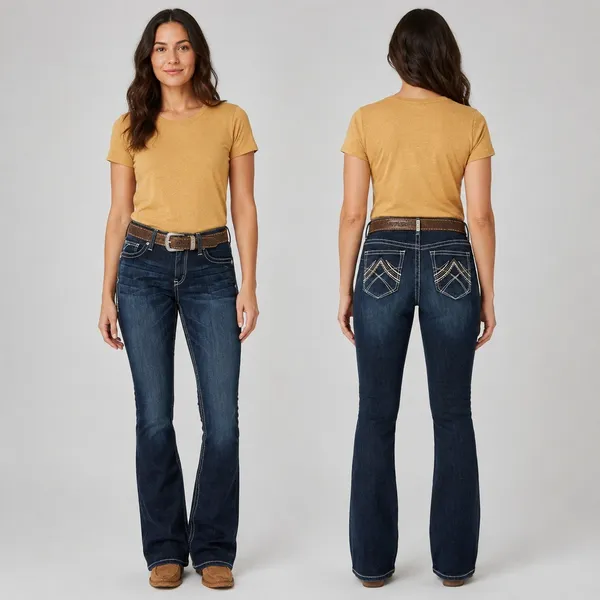 ARIAT R.E.A.L. Lakeshore Low Rise Rosy Bootcut Denim Jeans Womens 34R Whipstitch - Image 2