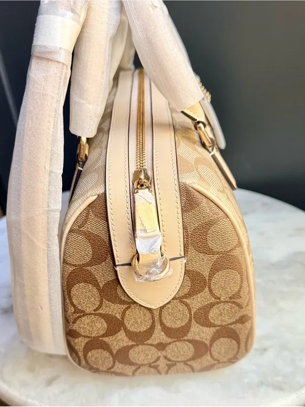 NWT Coach Rowan Satchel Bag in Blocked Signature Canvas-Light Khaki Multi CH486 - Image 3