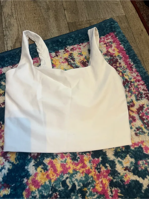 Abercrombie YPB White Square Neck Cropped Tank Top - Image 4