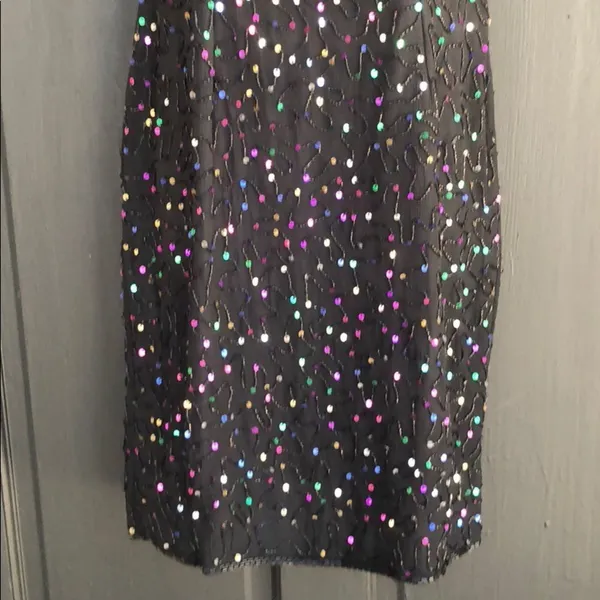 Vintage Stenay Silk‎ Beaded Dress Black Size 6 - Image 4