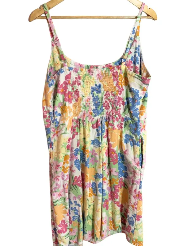 Old Navy Floral Linen Blend Summer Sun Dress Mini Dress Size XL - Image 4