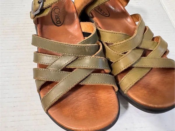 Chacos Green Leather Strappy Outdoorsy Sandals Womens 7 Comfort Hiking - Image 10