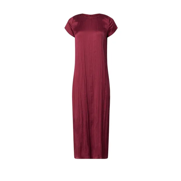 Madewell Short Sleeve Slip Midi Dress Women S Burgundy Plisse Minimalist Holiday - Image 5