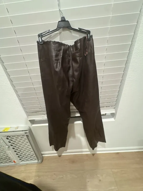 Vintage Brown Leather Pants Brown Leather Size 14 - Image 11