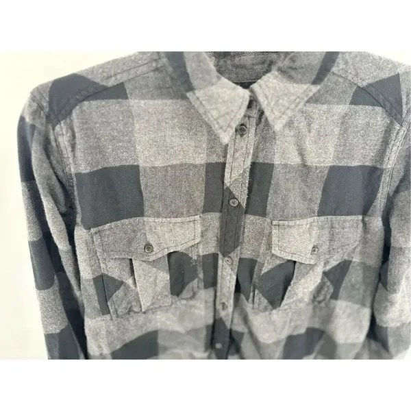 Aritzia Wilfred Free Black Gray Plaid Shirt Dress Long Sleeve Size S - Image 5