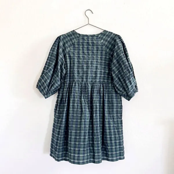 MADEWELL Marianna Puff-Sleeve Mini Dress in Plaid NI640 Size S - Image 4