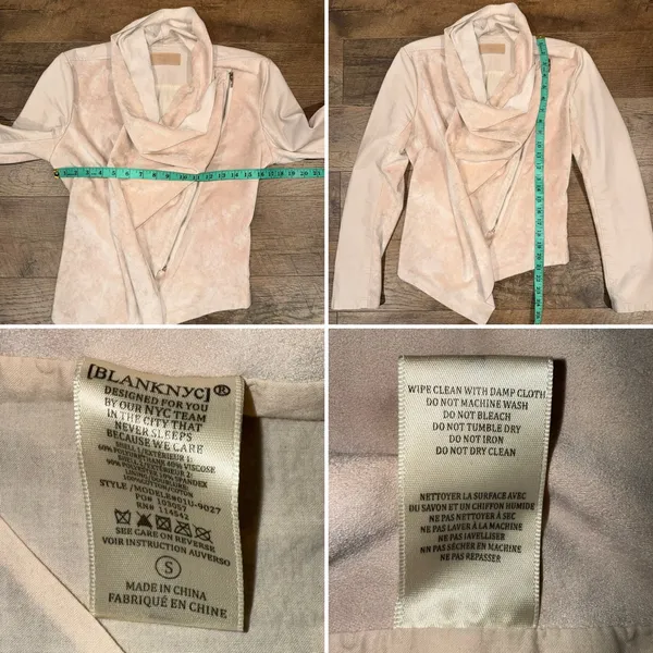 Blank NYC Soft Pink Vegan Leather/Suede Asymmetrical Zip Drape Moto Jacket - Image 12