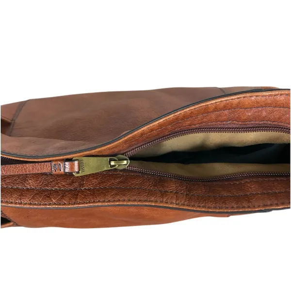 FOSSIL Jori Cow Leather Hobo Bag Exterior Pockets Brown Office Everyday Timeless - Image 8