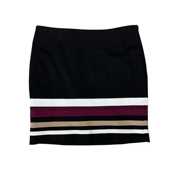 White House Black‎ Market Colorblock Pencil Skirt 12 Black Burgundy Beige Lined - Image 2