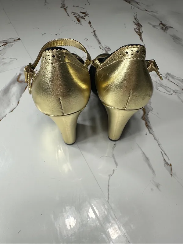 Coach Gold and Black Mary Jane Heels - Image 5