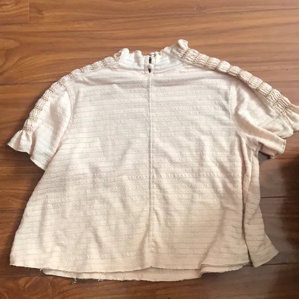 Free People Orange Ruffle Mock Neck Blouse - Image 4