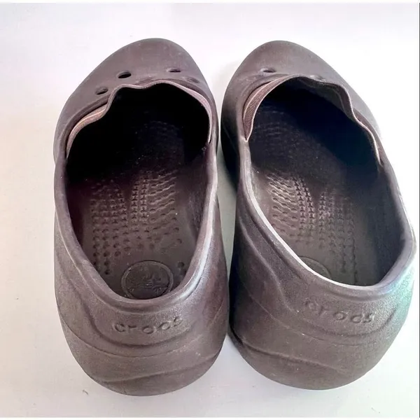 Crocs Juneau Flats Loafers Brown Womens Size 9 Slip On Shoes Elastic Band Rubber - Image 6