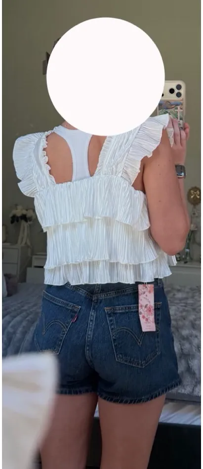 Shein Ruffled Crop Top - White Size S - Image 4