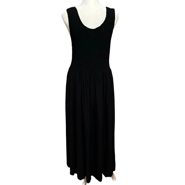 Go Fish Size L Maxi Dress Smocked Tank Black Capsule Minimal - Image 2