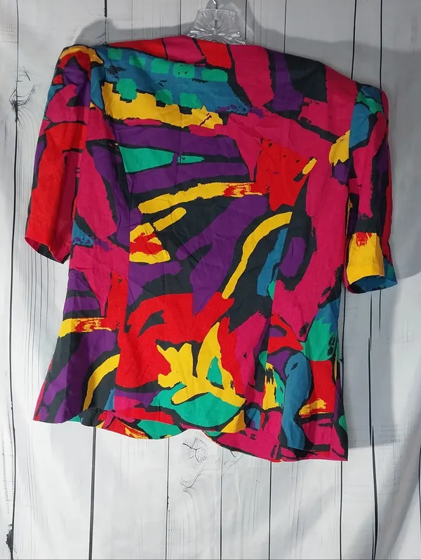Marmie West Vintge 1980’s Colorful Abstract Maximalist Retro Artsy Top - Image 6