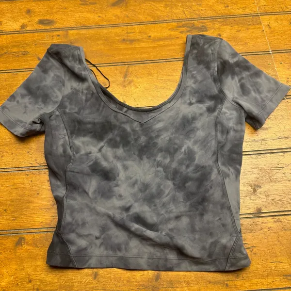 Lululemon Align Short Sleeve Cropped TIE DYE‎ Top Women's Size 4 - Image 3