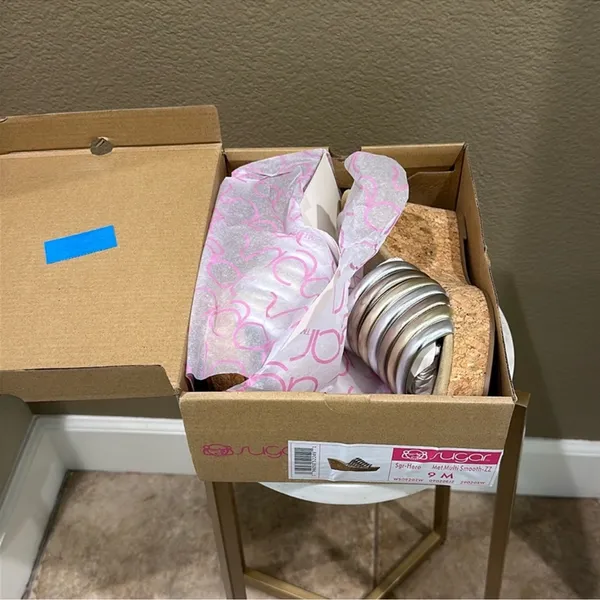 Sugar Gold and Silver Striped Mules Size 9 - Image 7