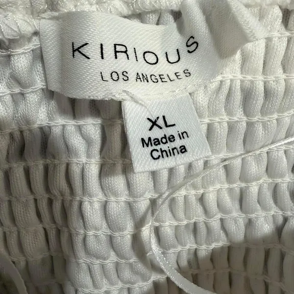 Kirious Los Angeles White Smocked Tiered Cotton Mini Dress XL Summer Cottagecore - Image 4