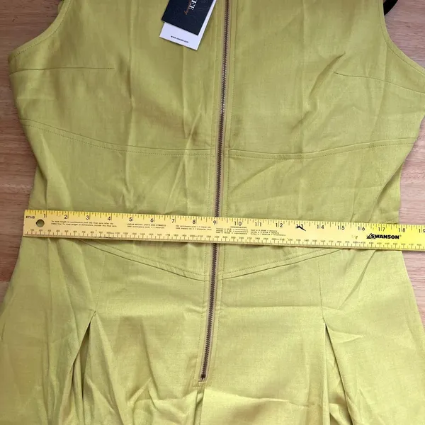 NWT Uoozee A-Line Loose Pleated Front-Zipper Maxi Dress in chartreuse green XL - Image 7