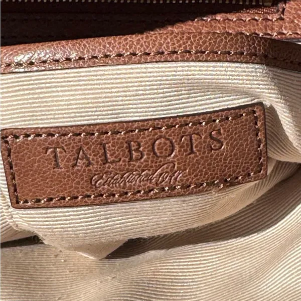 Talbots Rich Brown Leather Satchel with Gold Hardware - Image 13
