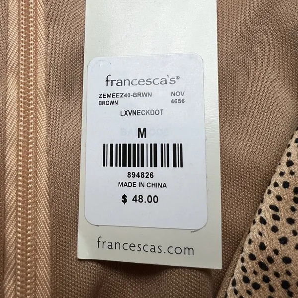 Francesca’s Collection Bronze And Black Dotted Satin Mini‎ Babydoll Dress Size M - Image 6