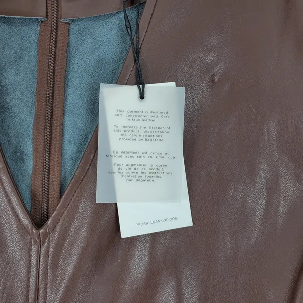 7 For All Mankind Dress Womens S Brown Faux Leather‎ Cutout Midi NEW - Image 6