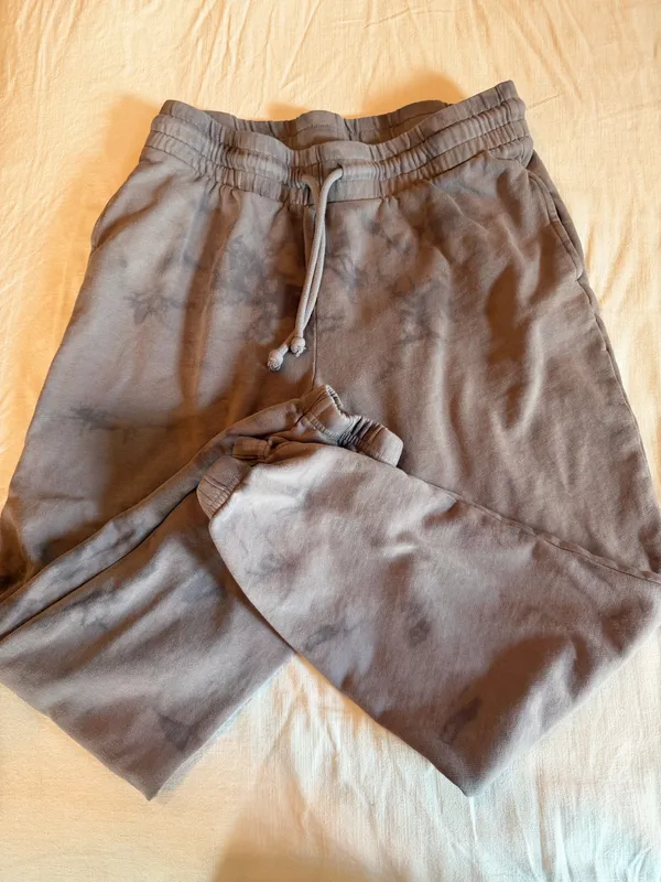 Z Supply Tie Dye Jogger Sweatpants Women’s Small Taupe Gray Drawstring - Image 2