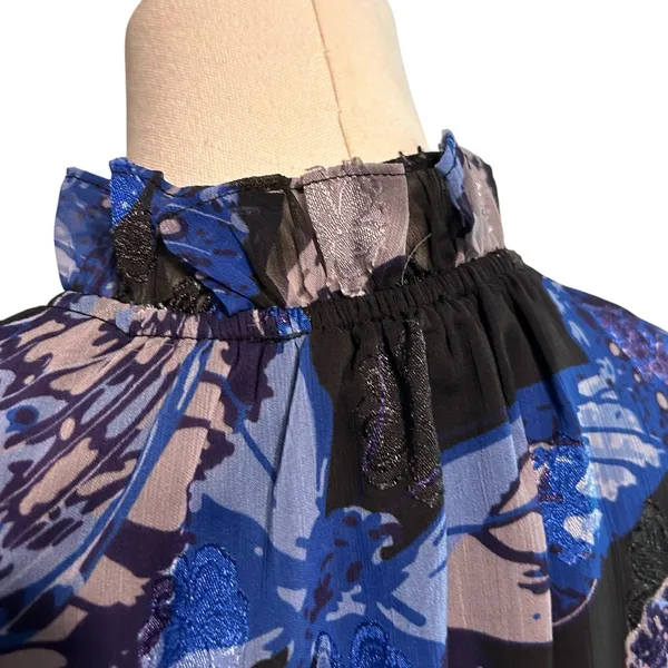 Pinch NWT Maxi Dress S LG Tiered Ruffled Lined Women's Peasant Sleeve Butterfly - Image 6