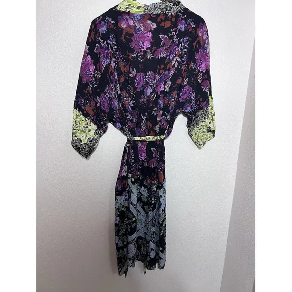 Anna & Ava Long Floral Print Kimono NEW One Size Purple Artsy Lounge - Image 5