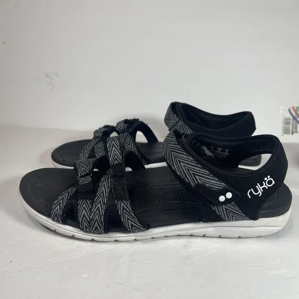 Ryka Savannah SML Women's Sandals - Size 10M Black/Grey Chevron - Image 2