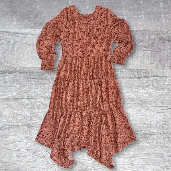 Mikarose NEW Sierra Modest Ditsy Print Maxi Dress Womens L Handkerchief Hem Boho - Image 5