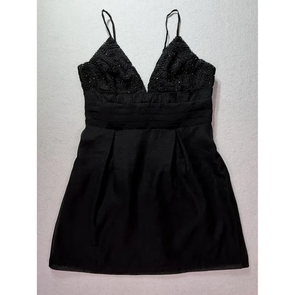 Free People Black Crochet Lace Sequin V-Neck Mini Dress Size 6 NWT - Image 12
