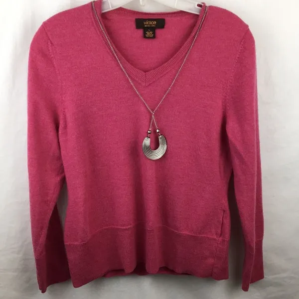 Victor Alfaro 100% Wool Pink Vintage Long Sleeve Sweater L - Image 4