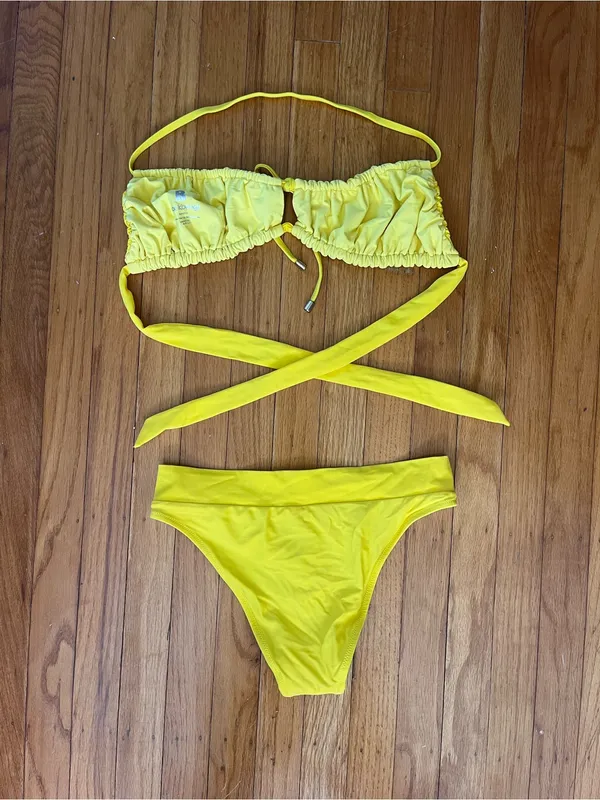 NWOT Blackbough Yellow Bikini Set | Scrunch Bandeau Top S & High Cut Bottom M - Image 6