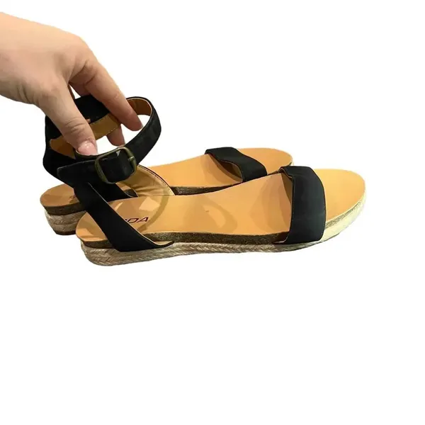 SODA Tacoma Espadrille Black Open Toe Ankle Strap Sandals Women's Size‎ 10 - Image 6