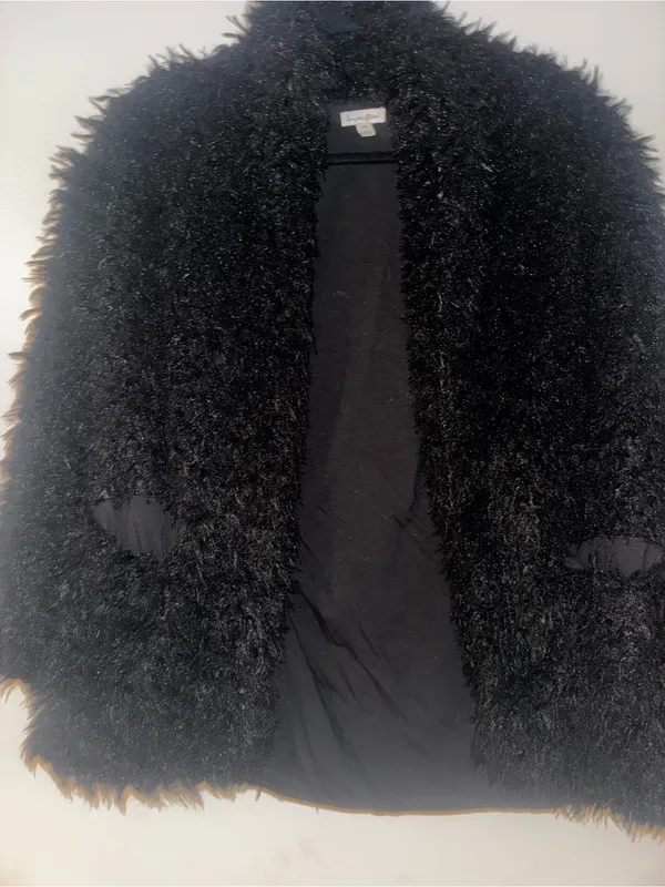 Love Fire Black Faux Fur Teddy Jacket for Women - Image 4