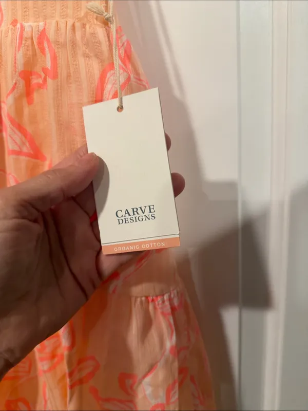 Carve Designs JACEY TEXTURED DRESS Peach Tiered Spaghetti-Strap XS NWT - Image 4