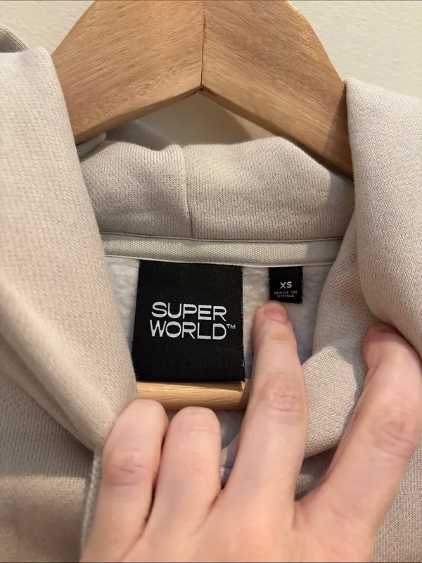 Aritzia Superworld Hoodie Sweatshirt Grey Cozy Oversized XS - Image 5