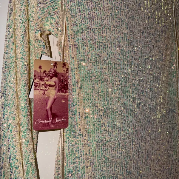 Emerald Sundae Iridescent Cream and Mint Sequin Dress - Image 5