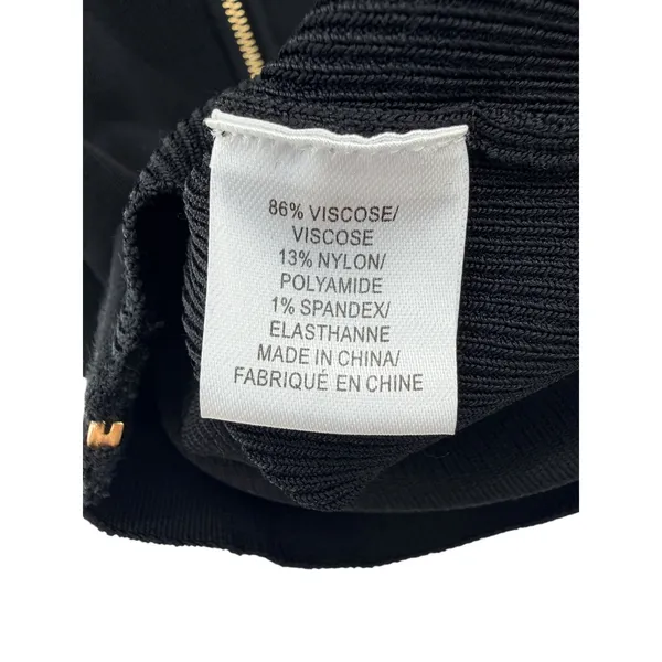 Milly Angled Rib Stretch Flare Shell Black‎ Sleeveless Zip Back Knit Top NWT L - Image 5