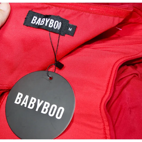 NWT Babyboo Demi Red Ruched High Side Slit Strapless Bodycon Maxi Dress Size M - Image 14