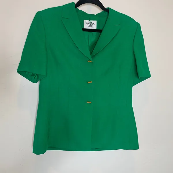 Kasper Skirt Suit Grass Green Sz Medium Short Sleeves - Image 4