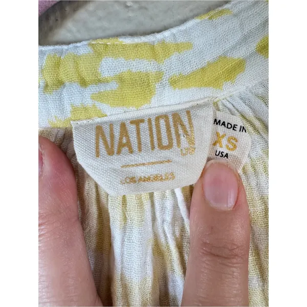 Nation LTD Yellow Animal Print Cotton Mini Dress Womens XS Casual Summer Beachy - Image 13