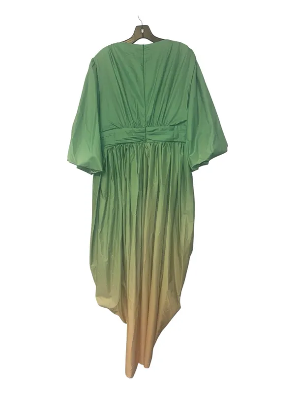 Elegant Green Ombre Maxi Dress with Bishop Sleeves - Image 5