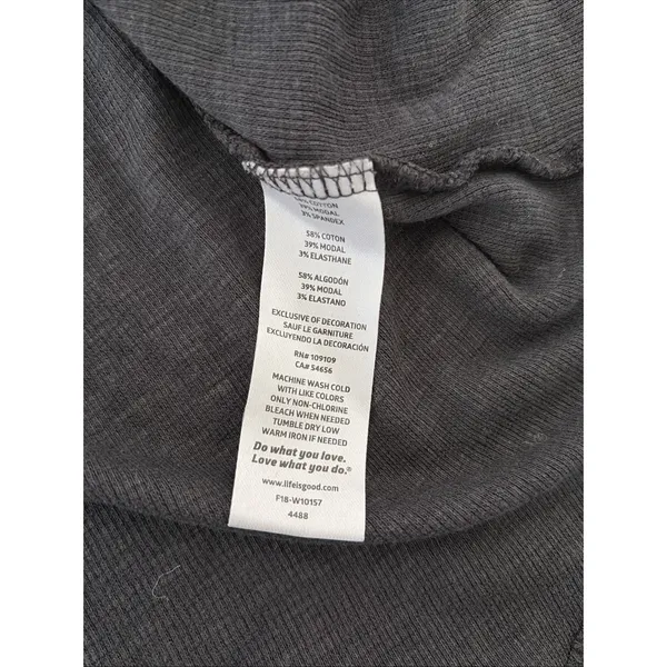 Life is Good Relaxed Fit Pocket Tee Womens Size L Charcoal Grey Ribbed Cotton L - Image 6