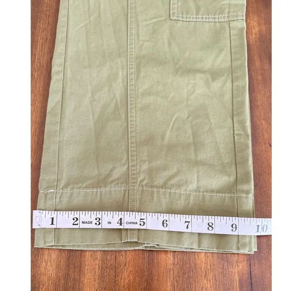 Free Assembly Womens Sage Green‎ Wide Leg Cargo Pants Contrast Stitch Small - Image 12