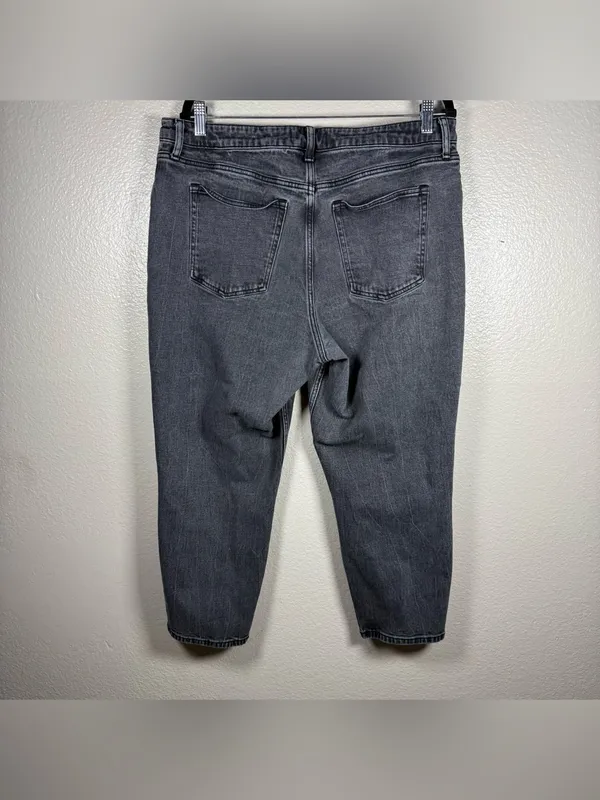 Abercrombie & Fitch High-Rise the mom Slim Straight Jeans - Black Wash SZ:33/16S - Image 5